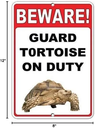 Miniatura 3 de Lilyanaen Letrero de aluminio - Beware! Guard Tortoise On Duty - 12" x 8" - Verde - Estilo retro