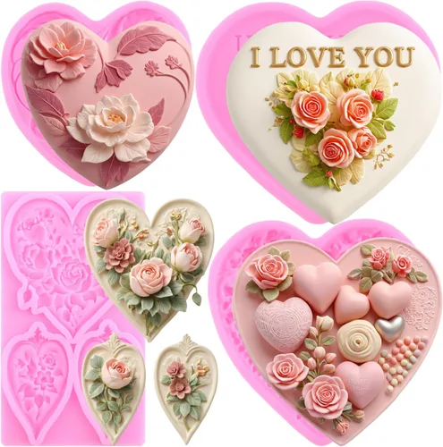 Miniatura 11 de ZiXiang Moldes de fondant para el día de San Valentín, moldes de silicona para pastel de fondant de boda, de oso, corazón, letra de amor, caramelo
