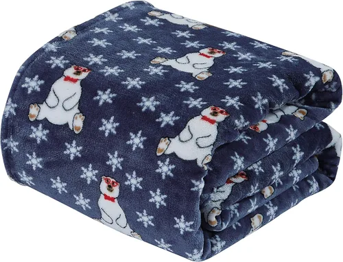 Miniatura 7 de Manta navideña de muñeco de nieve azul, 50 x 60 pulgadas, forro polar sherpa de microfelpa ultrasuave, decoración navideña y regalo para sofá, cama