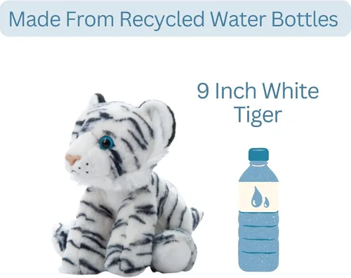 Miniatura 10 de The Petting Zoo Peluche de tigre, regalos para niños, animales salvajes del zoológico Onez, juguete de peluche de tigre blanco de 9 pulgadas