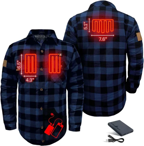 Miniatura 10 de ActionHeat Camisa de franela calentada con batería de 5 V - Sistema de calefacción de tres zonas, 3 ajustes de calor, paneles de calefacción
