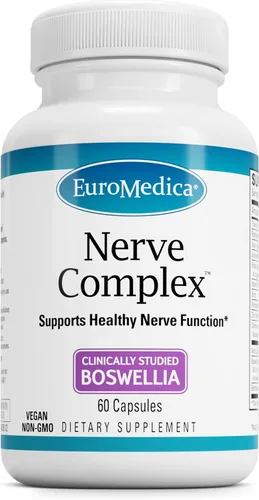 Euromedica Complejo nervioso - 60 cápsulas - Apoya la función nerviosa saludable - Mezcla de vitaminas, aminoácidos y hierbas - Apoya la circulación
