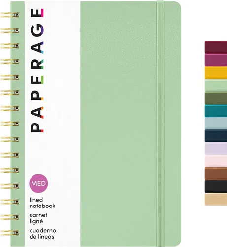 Miniatura 28 de PAPERAGE Cuaderno de espiral rayado, (azul marino, verde oliva, kraft), paquete de 3, 160 páginas, tamaño mediano de 5.5 x 8 pulgadas, papel grueso