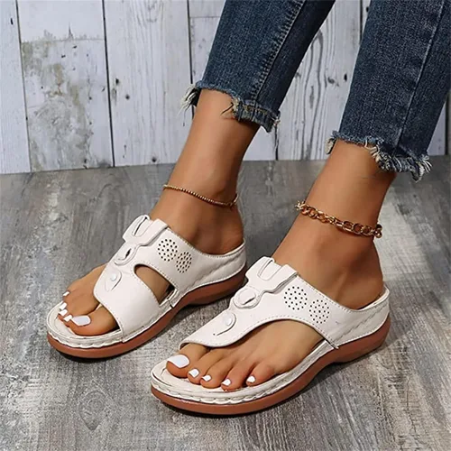 Miniatura 93 de Ladmiple Sandalias ortopédicas florales de moda 2023 con soporte de arco, zapatillas romanas casuales con puntera abierta