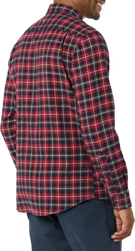 Miniatura 50 de Amazon Essentials Camisas de franela de manga larga para hombre, corte ajustado, a cuadros con botones