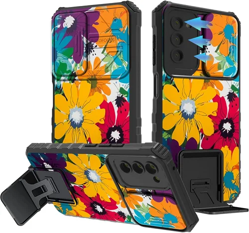 Miniatura 761 de Funda para Samsung Galaxy S22 Ultra 5G, Galaxy S22 Ultra con cubierta de cámara deslizante, funda resistente de doble capa con función atril Black