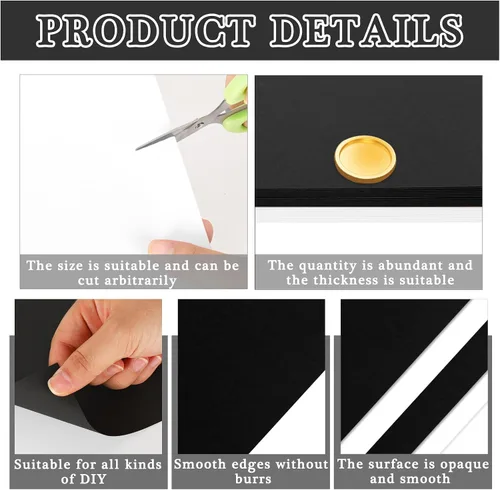 Miniatura 4 de Whaline 30 hojas de 8.5 x 11 pulgadas, color blanco y negro, papel de papel de álbum de recortes de núcleo sólido para hacer tarjetas, impresión