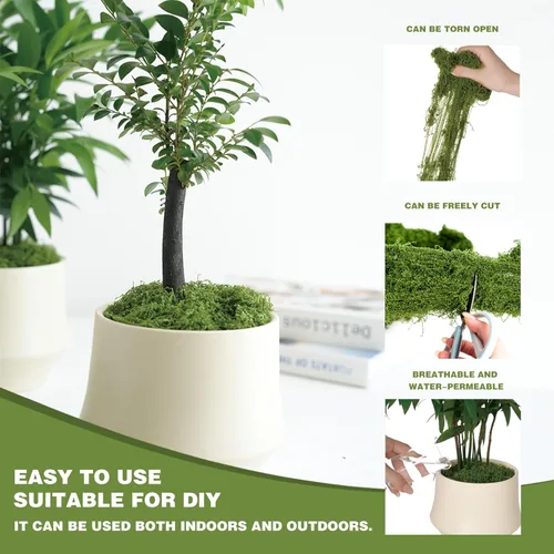 Miniatura 3 de Musgo verde falso de 5.3 onzas – Musgo artificial preservado. Perfecto para manualidades, decoración de bricolaje, mantillo en macetas, jardines