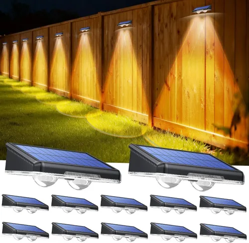 Miniatura 10 de TECKNET - Luces solares para valla al aire libre, paquete de 8 unidades, blanco cálido y 6 colores y RGB, luz LED impermeable IP66 para cubierta