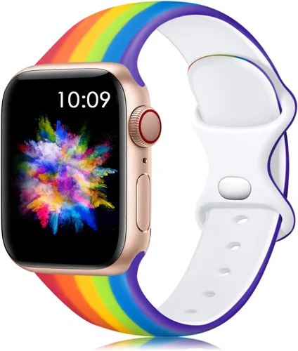 Lerobo - Correas compatibles con Apple Watch de 44 mm, 42 mm, 49 mm, 45 mm y 46 mm para mujeres, correas deportivas de silicona con estampado floral