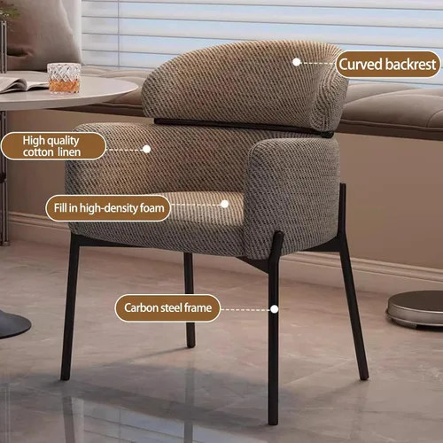 Miniatura 3 de Sillas de cocina de comedor con lino de algodón, juego de sillas de comedor con cojines, silla de sala de estar con almohadilla antideslizante