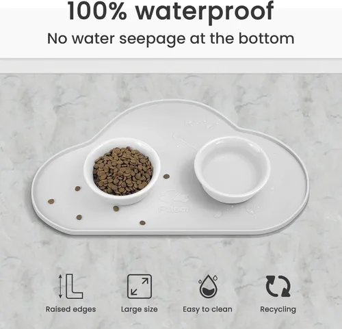 Miniatura 8 de Ptlom Alfombrilla para mascotas para perros y gatos, tapetes antideslizantes impermeables para alimentación de perros que previenen el Blanco