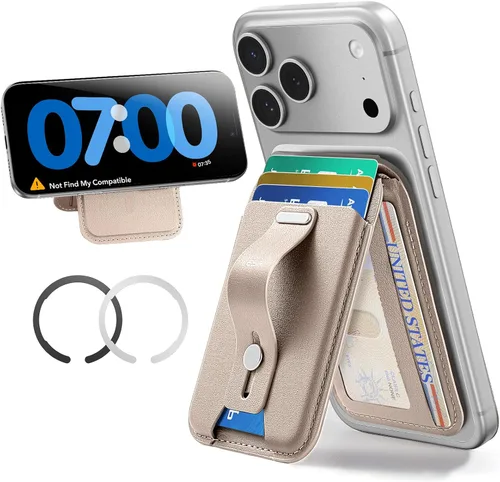 Miniatura 11 de ESR Soporte para cartera MagSafe con agarre, bloqueo RFID, anillo MagSafe incluido, 5 tarjetas para funda de teléfono, cartera magnética para iPhone