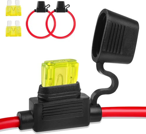 Miniatura 16 de Portafusibles en línea de 12V, paquete de 2, versión extendida 12 AWG, portafusibles de cuchilla impermeable de 13.8 pulgadas, portafusibles