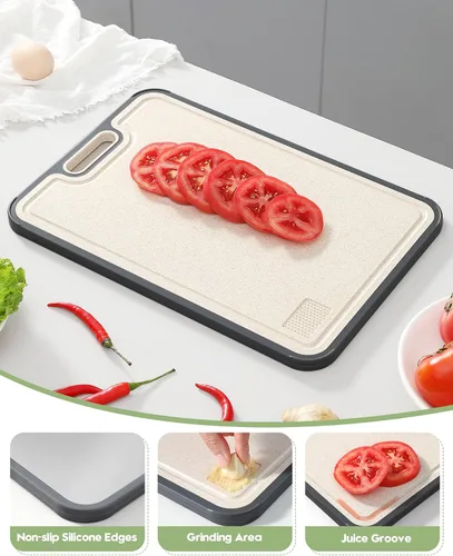 Miniatura 3 de Tabla de cortar de titanio para cocina, tabla de cortar de acero inoxidable no tóxica de doble cara, titanio puro de grado alimenticio y paja