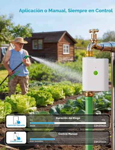 Miniatura 5 de meross Temporizador de agua WiFi para manguera de jardín, temporizador de manguera inteligente con entrada y salida de latón, válvula de rociador