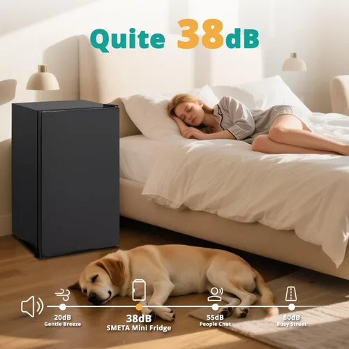 Miniatura 3 de SMETA Mini refrigerador de 3.2 pies cúbicos, refrigerador pequeño de una sola puerta para dormitorio, oficina, dormitorio, apartamento, refrigerador