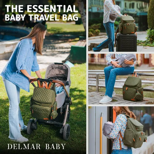 Miniatura 9 de Mochila grande para pañales para mamá y papá, bolsa de viaje unisex para bebé, 15 bolsillos, cambiador, correas para cochecito, elegante y lavable