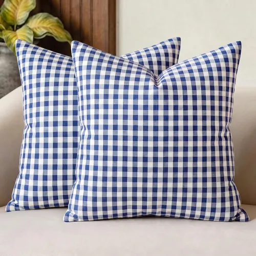 Miniatura 43 de CARRIE HOME Juego de 4 fundas de almohada a cuadros blancos y negros de 18 x 18 pulgadas para exteriores, decoración de granja a cuadros de búfalo