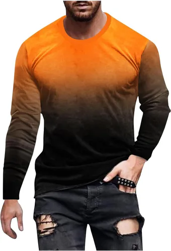 Hombres Gradación Impreso Jersey Novedad Camiseta Suelta Casual Cuello Redondo Manga Larga Blusa Atlética Tops