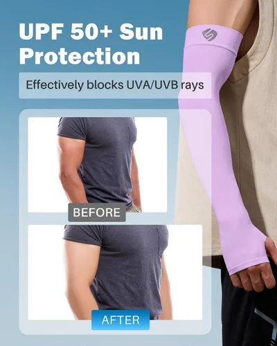 Miniatura 37 de Mangas para brazo, para hombres o mujeres. Para calentar o refrescar. Guantes de Compresión con factor de protección de los rayos ultravioleta UPF
