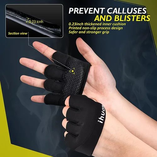 Miniatura 3 de ihuan Nuevos guantes de entrenamiento de gimnasio para levantamiento de pesas para hombres y mujeres, ideales para levantamiento de pesas