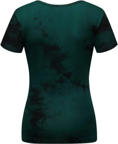 Miniatura 2 de Beauhuty Blusa de manga corta con cuello en V profundo para mujer, fruncida, sexy, ajustada