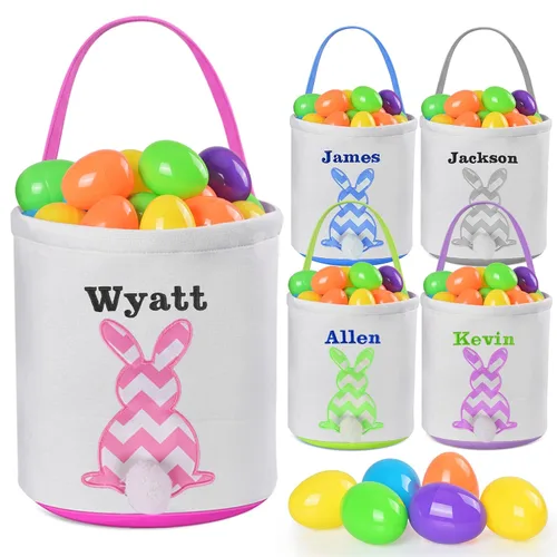 Miniatura 34 de Jocidea - Cesta de Pascua personalizada, paquete de 1 cestas de Pascua personalizadas para niñas y niños, cesta de Pascua personalizada para bebés