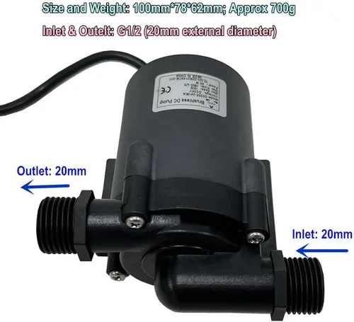Miniatura 4 de SHYSKY DC55F-24160A 24VDC Pequeña Bomba de agua sin escobillas de eficiencia energética 80W 52.5 ft 52ft Lift 475GPH Bajo nivel de ruido