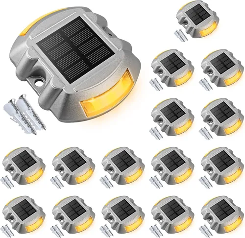 Miniatura 8 de VOLISUN - Luces solares para terraza, paquete de 16 unidades de luces LED IP67 impermeables para exteriores, luces de advertencia para escalones