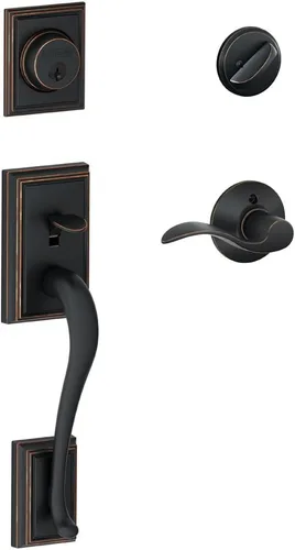 Miniatura 21 de Schlage F60 ADD 622 PLY Addison - Juego de manijas de entrada frontal con perilla Plymouth, cerrojo con llave de 1 lado, negro mate Mate negro