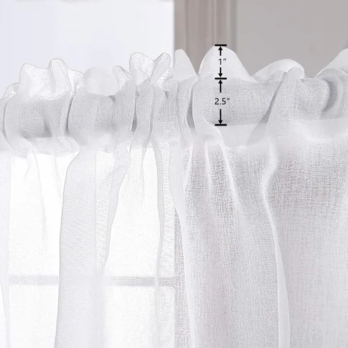 Miniatura 3 de KOUFALL Cortinas de ventana de baño para ducha, juego de 2 paneles de cortinas cortas transparentes en blanco y negro para cocina, dormitorio