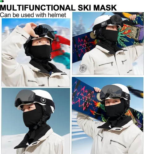 Miniatura 2 de LONGLONG Pasamontañas, máscara de esquí, cálida para clima frío, invierno, esquí, snowboard, motociclismo, pesca en hielo, hombres y mujeres