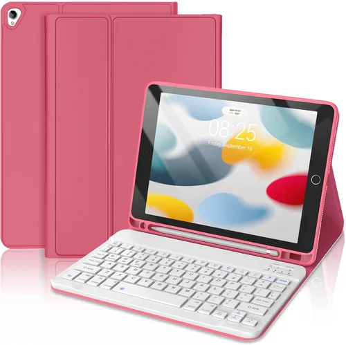 Miniatura 26 de Funda con teclado táctil para iPad de 9ª/8ª/7ª generación de 10.2 pulgadas, Pro 10.5, Air 3ª generación, funda inteligente con soporte para lápices