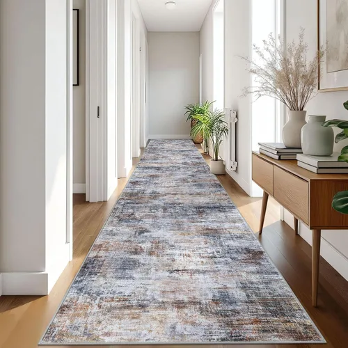Miniatura 673 de IOHOUZE Alfombra abstracta lavable de 3 x 12 pies para pasillos, antideslizante para cocina, camino de entrada de lana sintética para interiores