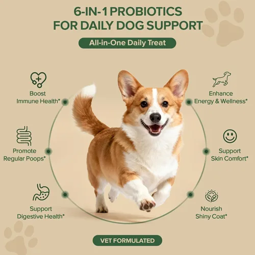 Miniatura 2 de Probióticos para Perros - Probióticos para perro para levadura, piel con picazón y oídos con picazón, salud digestiva, alivio de diarrea, apoyo