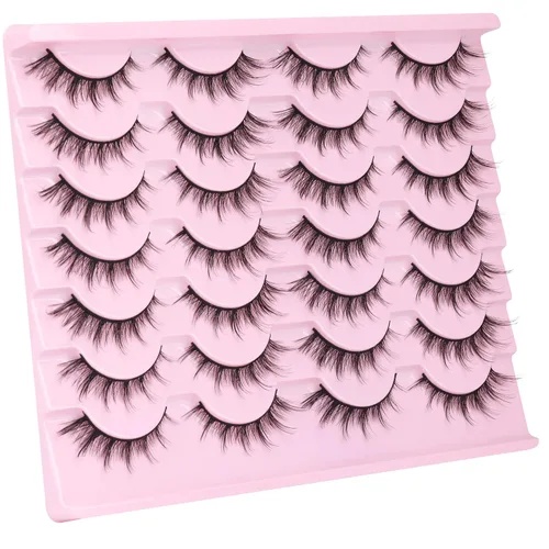 Miniatura 6 de Kiromiro Pestañas postizas de aspecto natural, pestañas onduladas manga coreana, esponjosas, de visón sintético, cortas, de 0.6 pulgadas, ojo