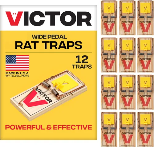 Victor M205 Trampa para ratas con pedal ancho y humanitaria, trampa de resorte para interiores para el hogar, pedal de plástico, madera de origen