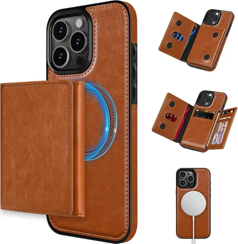Miniatura 12 de LOHASIC Funda tipo cartera para iPhone 12 Pro Max, soporte para 6 tarjetas, parte trasera magnética desmontable, compatible con Mag-Safe, funda