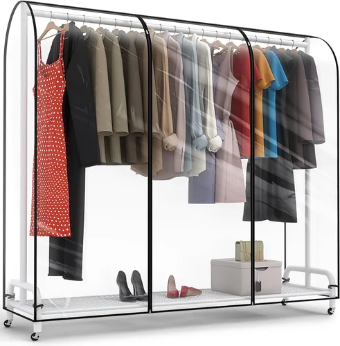 Miniatura 9 de Funda transparente para perchero de 43 pulgadas de largo x 20 pulgadas de ancho x 60 pulgadas de alto, funda de perchero con cremallera reforzada