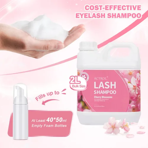 Miniatura 2 de ACTROL Limpiador de extensiones de pestañas Cherry Blossom 2L Natural Lash Extension Shampoo Professional Eyelid Foaming Cleanser Parabenos &