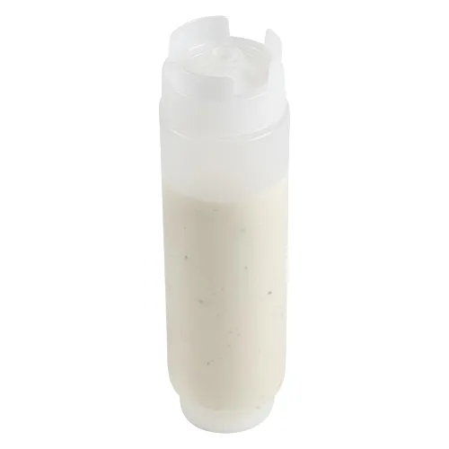 Miniatura 8 de Restaurantware Botella de presión invertida de plástico de 16oz. FIFO con tapas de recarga y dispensación - Primero en entrar, primero en salir