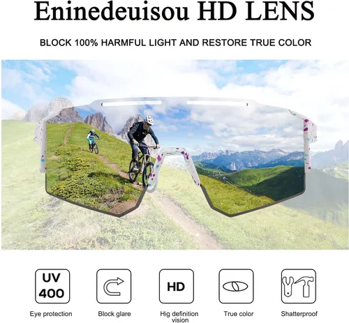 Miniatura 6 de Gafas de sol de ciclismo TR90 marco para hombres y mujeres, correr, ciclismo, deportes al aire libre.