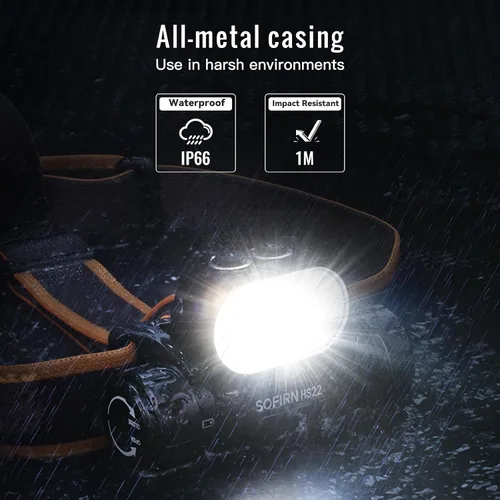 Miniatura 8 de Sofirn HS22 - Linterna frontal recargable de 2500 lúmenes, control de temperatura de color de 2700 K-6500 K, lámpara LED de alto brillo con luz