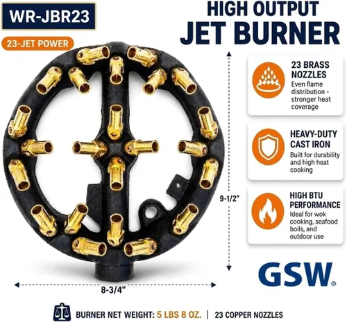 Miniatura 2 de Wok chino rango 23 puntas Jet Burner, puntas de cobre, cuerpo de hierro fundido, gas natural WR-JBR23NG