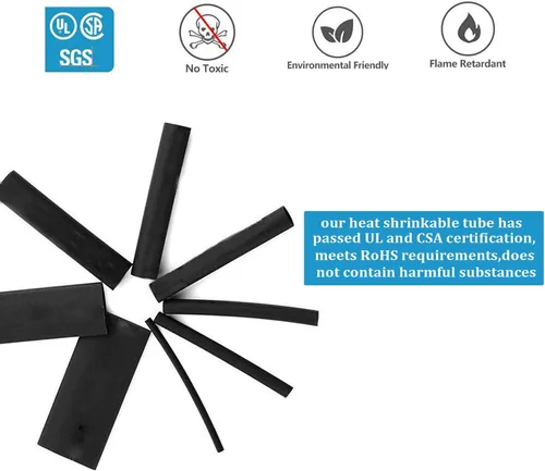 Miniatura 5 de Tubo termorretráctil negro 3:1 protector de cable de doble pared con adhesivo marino forrado con pegamento impermeable (1 pulgada - 25 pies)