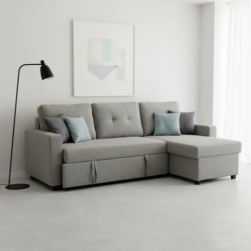 Miniatura 2 de Container Furniture Direct Sofá cama convertible en forma de L Sofá cama modular extraíble que ahorra espacio para apartamentos y salas de estar