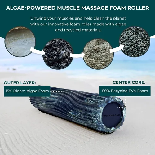 Miniatura 7 de Oceanfoam Tidal Roller - Marino Oscuro, Hunter y Seafoam Marmóreo - Rodillo de Espuma para Masaje Muscular para Dolor de Espalda y Estiramiento