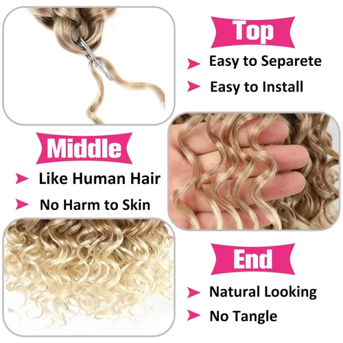 Miniatura 3 de Unionbeauty GoGo Curl Cabello de Ganchillo 8 Paquetes Trenzas de Ganchillo Water Wave 14 Pulgadas Cabello Rizado de Ganchillo para Mujeres Negras