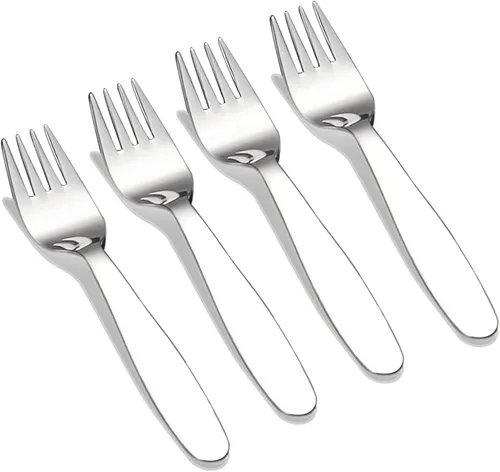 VANRA Cubertería infantil de acero inoxidable 18/8 de alta calidad, tenedores de cena de 5.8 pulgadas, juego de cubiertos de 4 piezas para el hogar